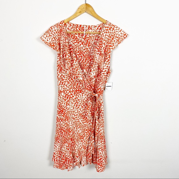 Free People French Quarter Mini Wrap Dress Orange - Picture 7 of 13